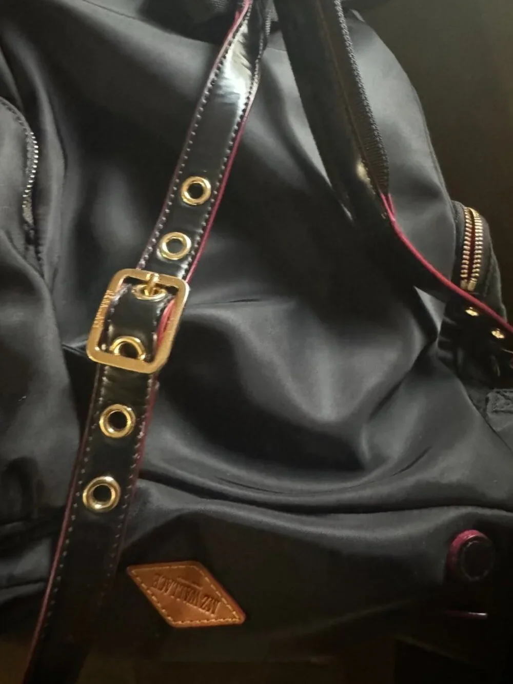 Stylish Black MZ Wallace nylon and leather backpack in excellent condition